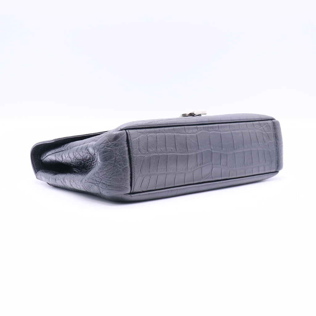 Saint Laurent Classic Monogram College Bag Crocodile Embossed Leather Large  B20824