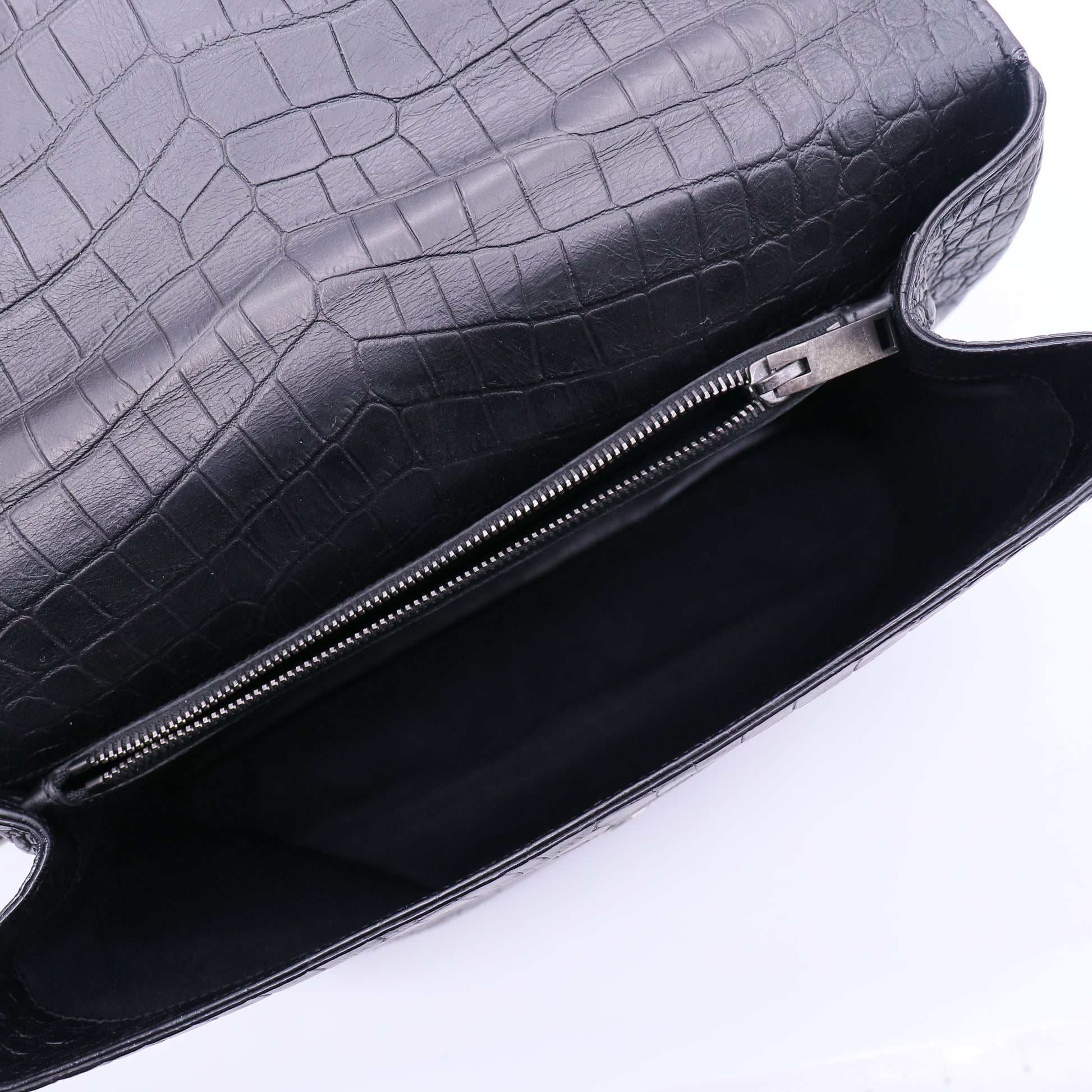 Saint Laurent Classic Monogram College Bag Crocodile Embossed Leather Large  B20824