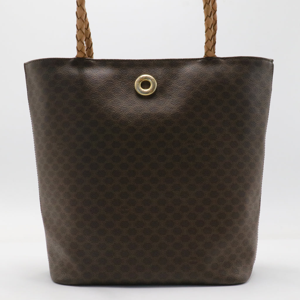 Macadam Canvas Tote Bag PVC Leather Brown