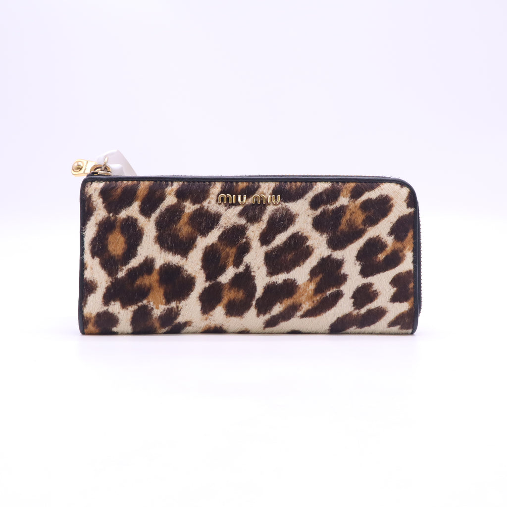 Miu Miu Cavallino Zip Around Wallet twins W23268