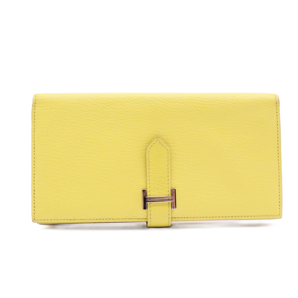 Bean Wallet Leather Yellow Auth