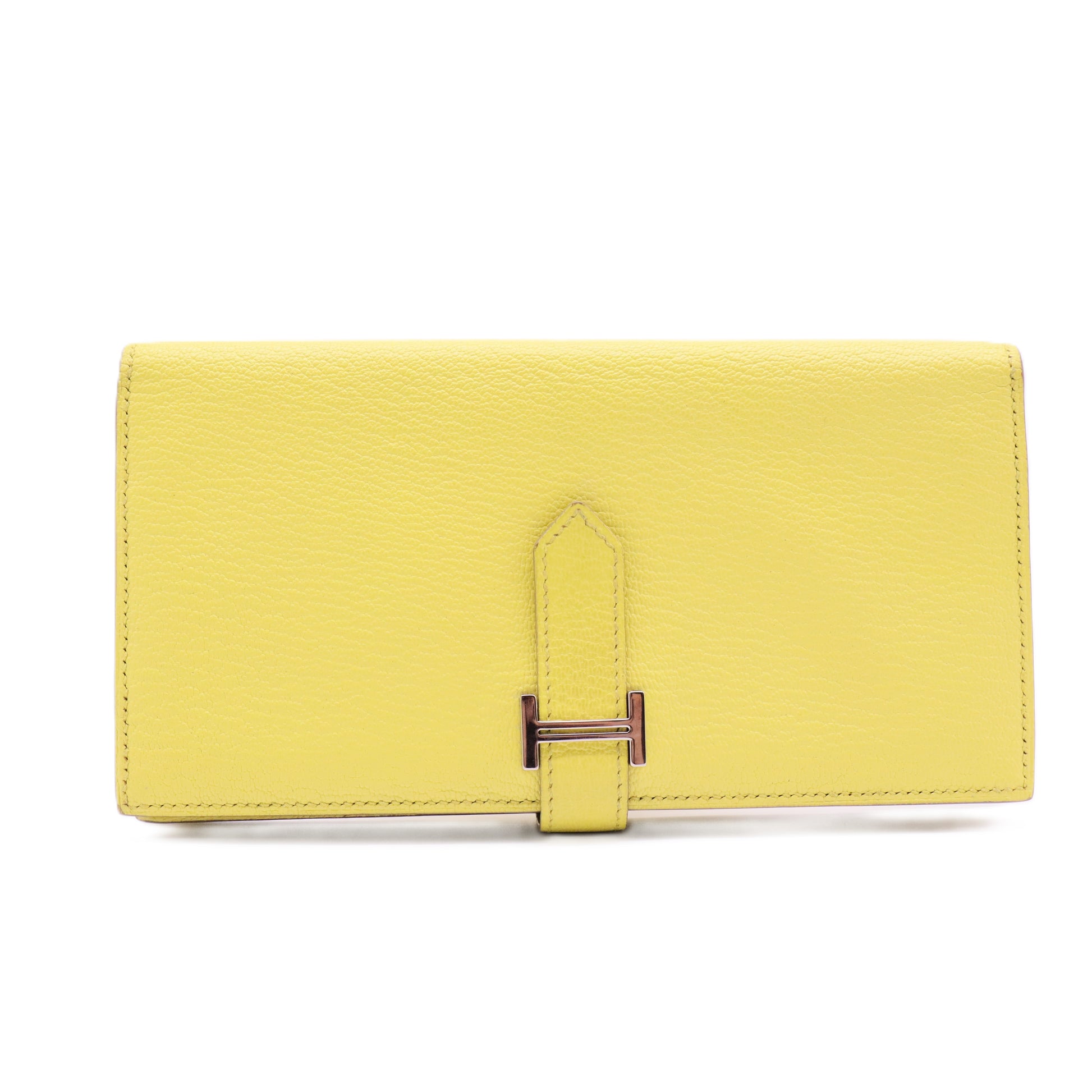 Bean Wallet Leather Yellow Auth