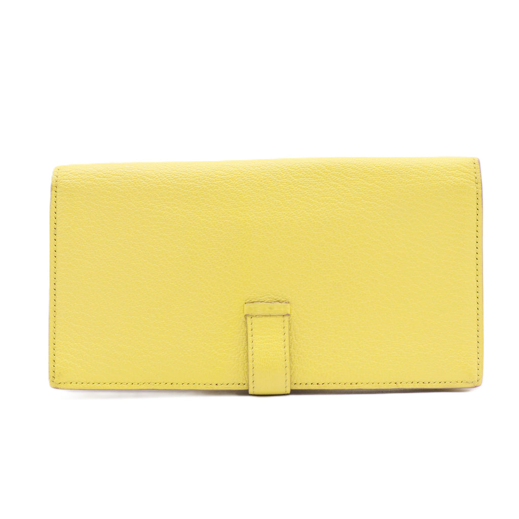 Bean Wallet Leather Yellow Auth