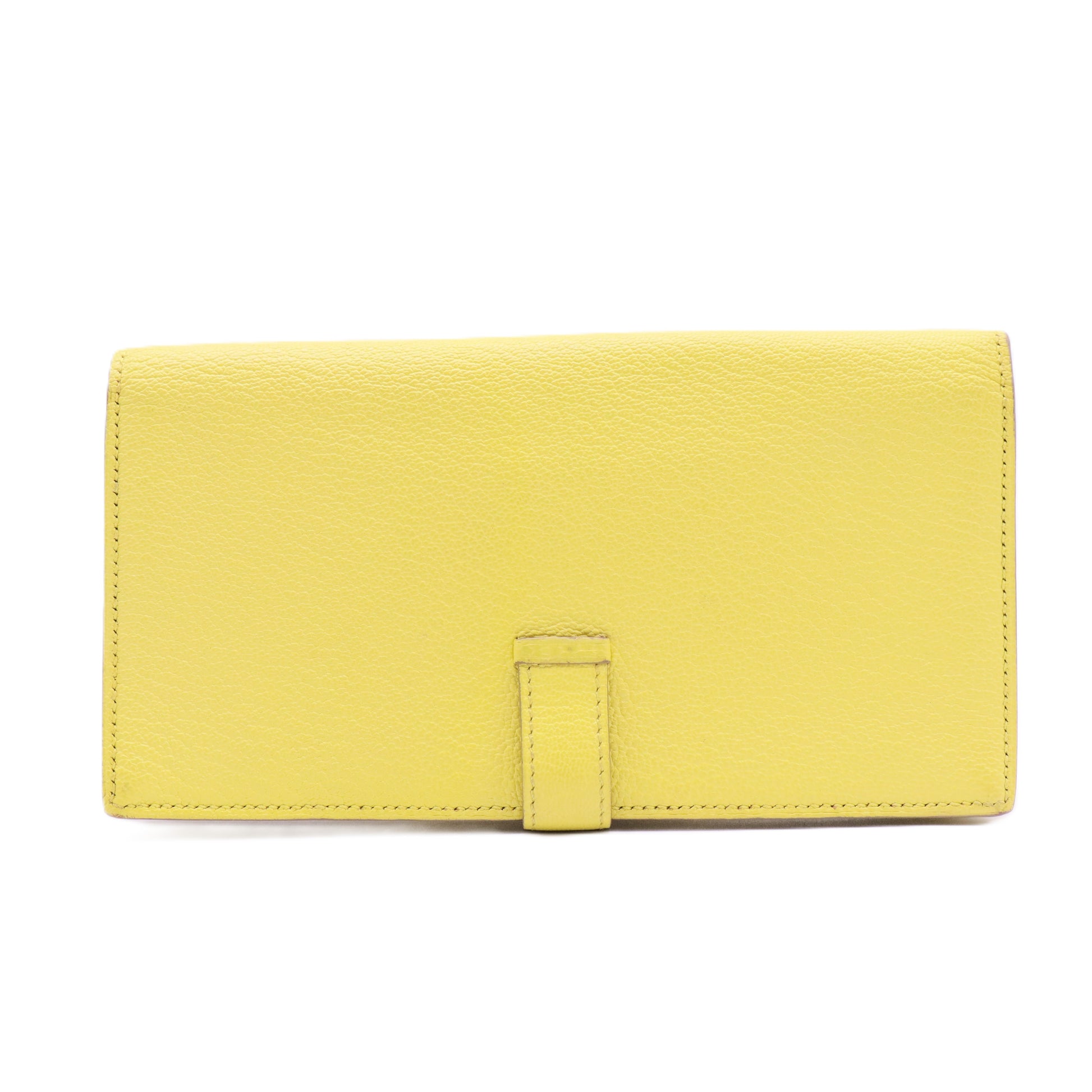 Bean Wallet Leather Yellow Auth
