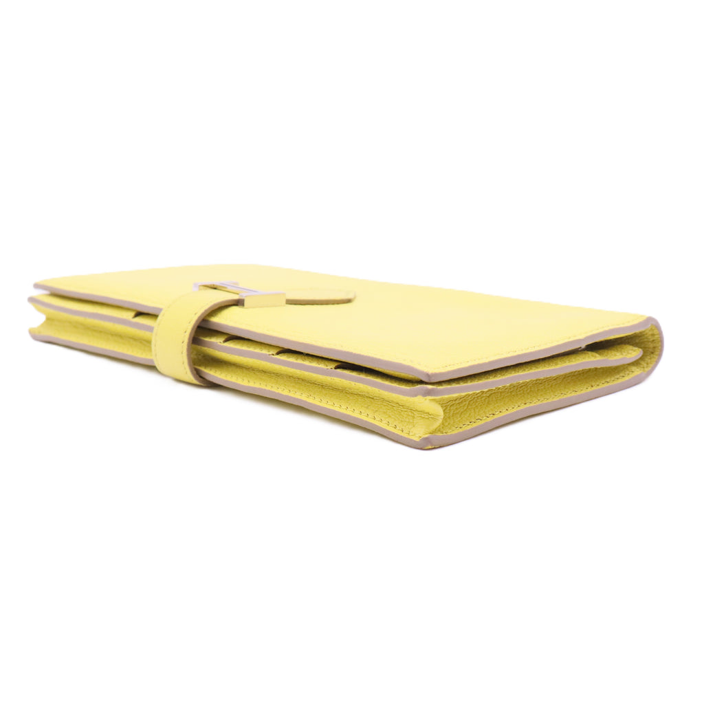 Bean Wallet Leather Yellow Auth