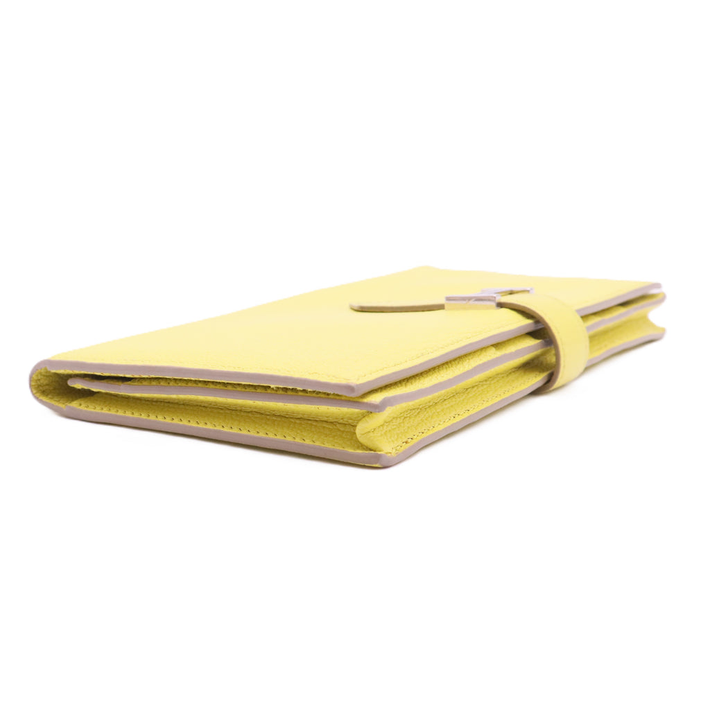 Bean Wallet Leather Yellow Auth