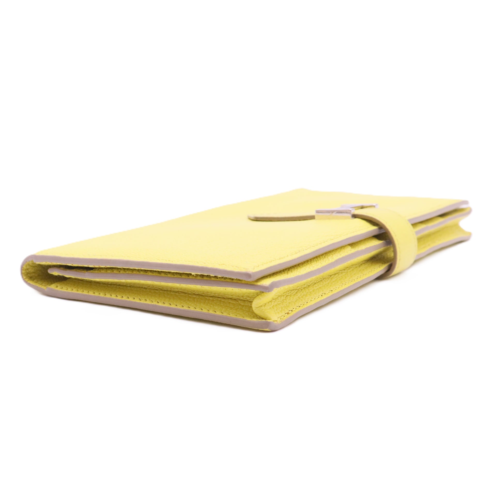 Bean Wallet Leather Yellow Auth