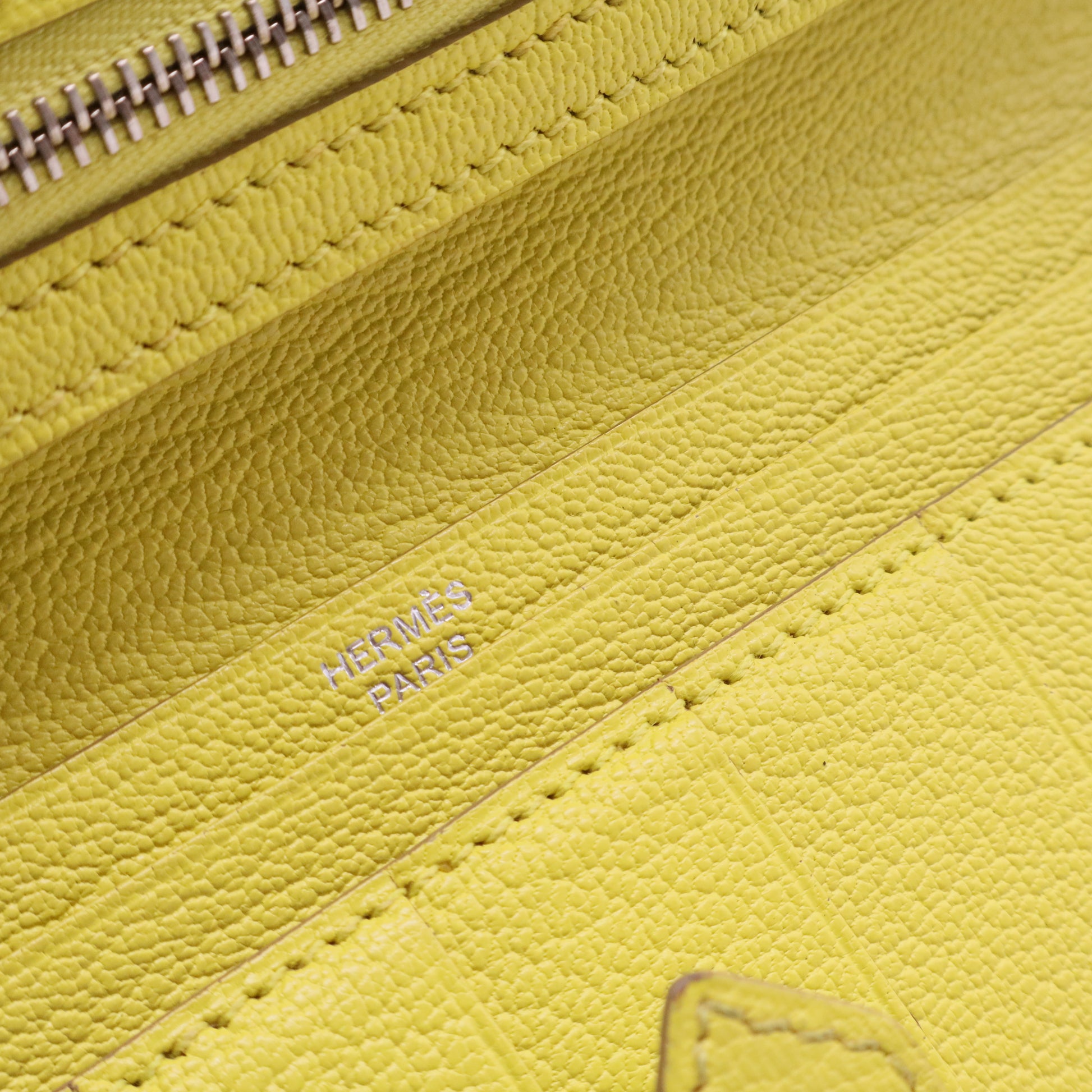 Bean Wallet Leather Yellow Auth