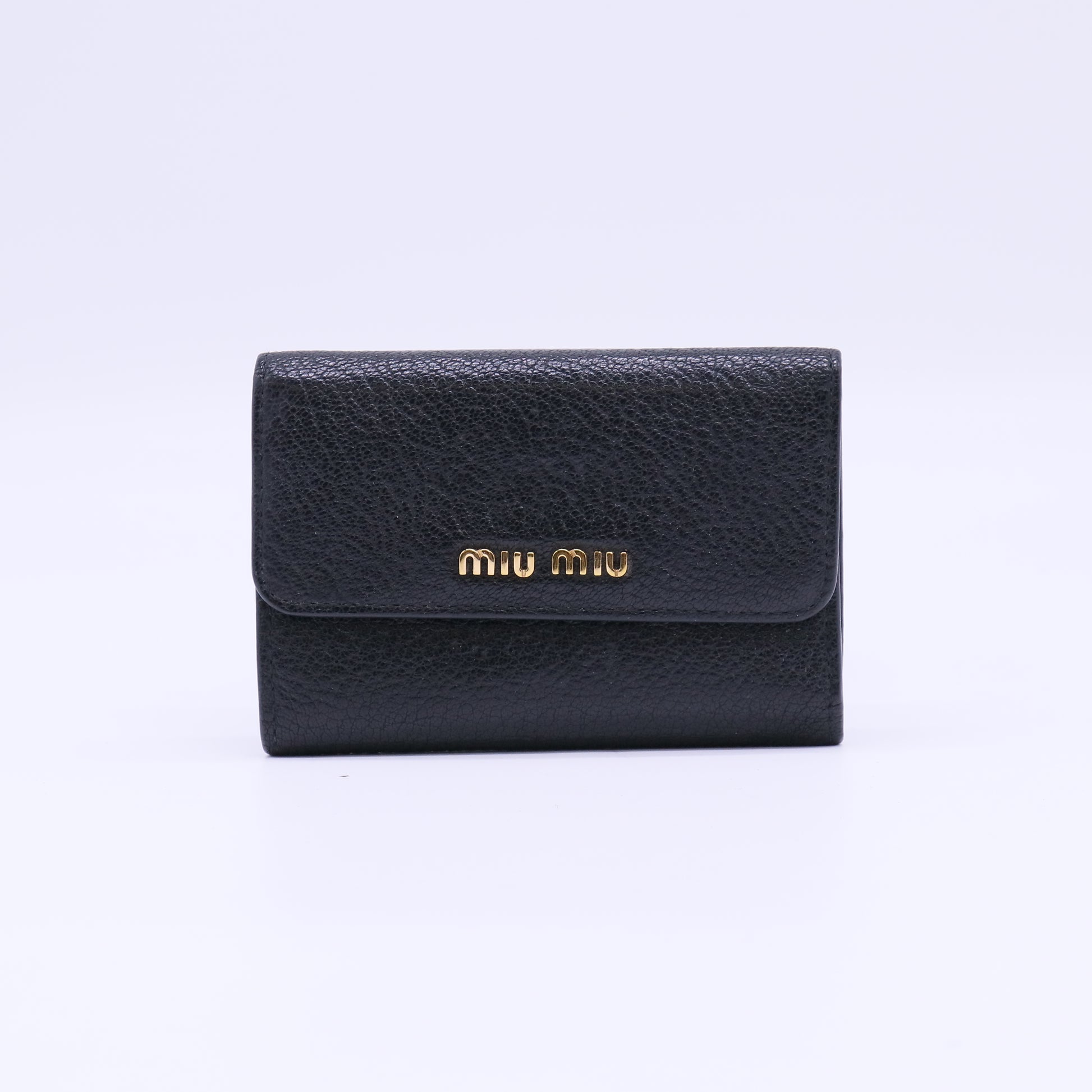 Miu Miu Madras Leather Small Trifold Wallet W22150