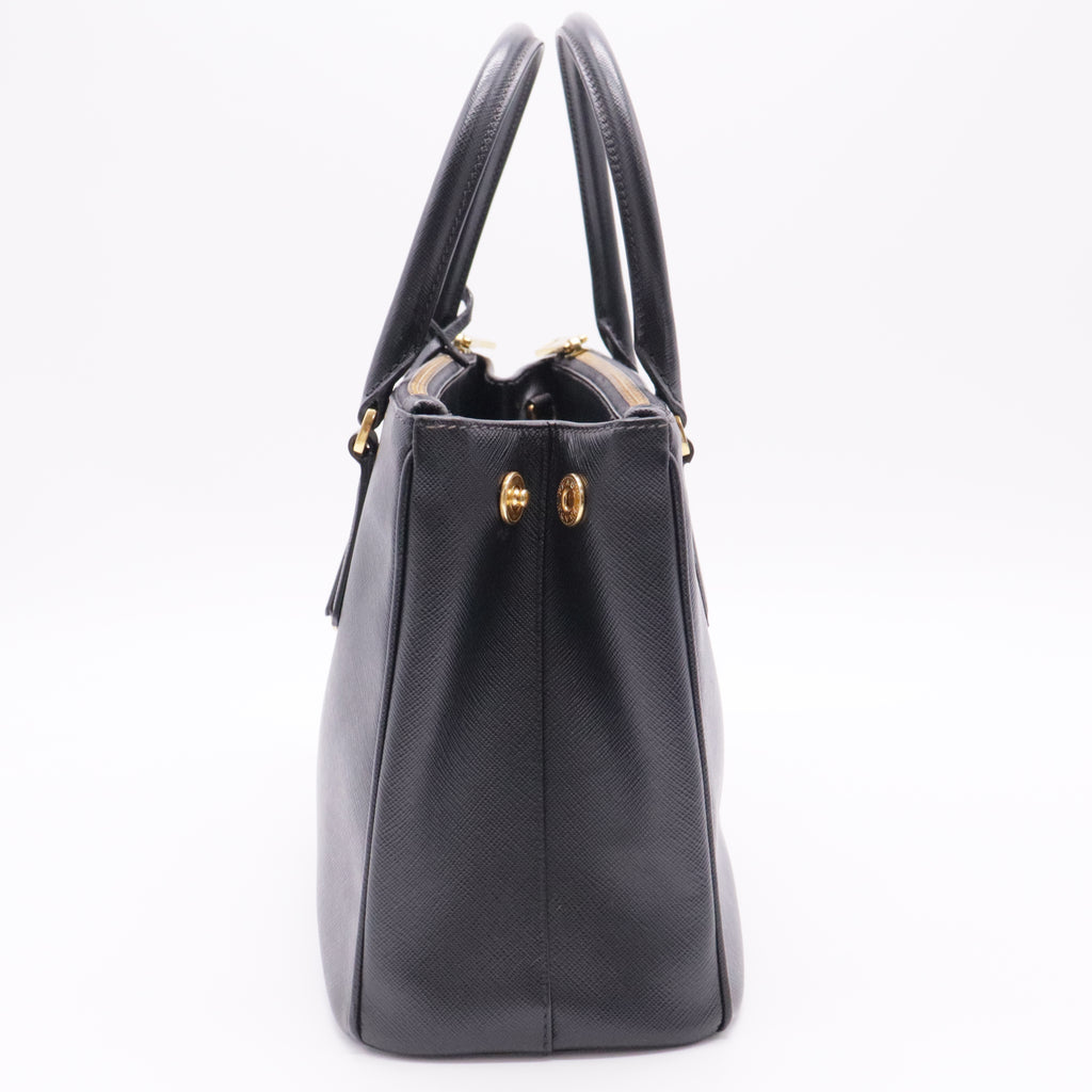 Double Zip Lux Tote Saffiano Leather Small