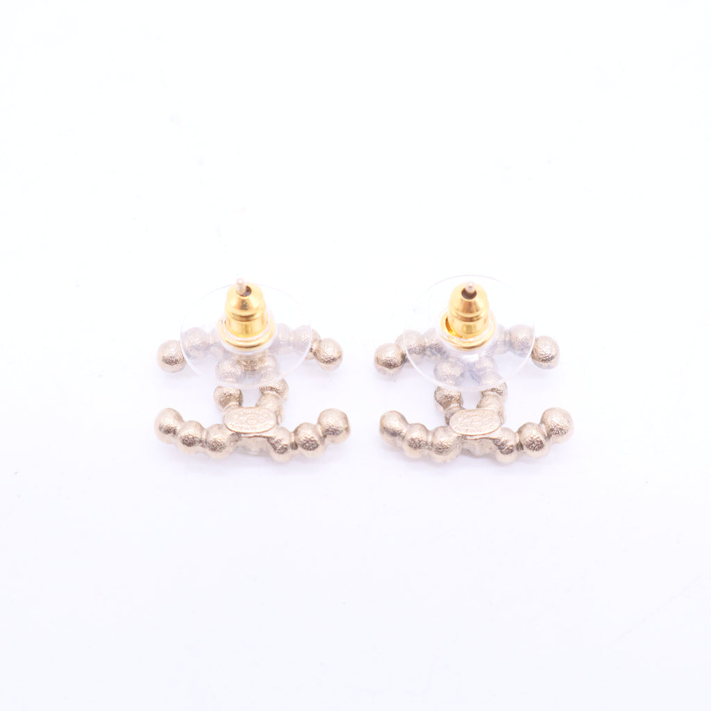 CC Faux Pearl Gold Tone Stud Earrings
