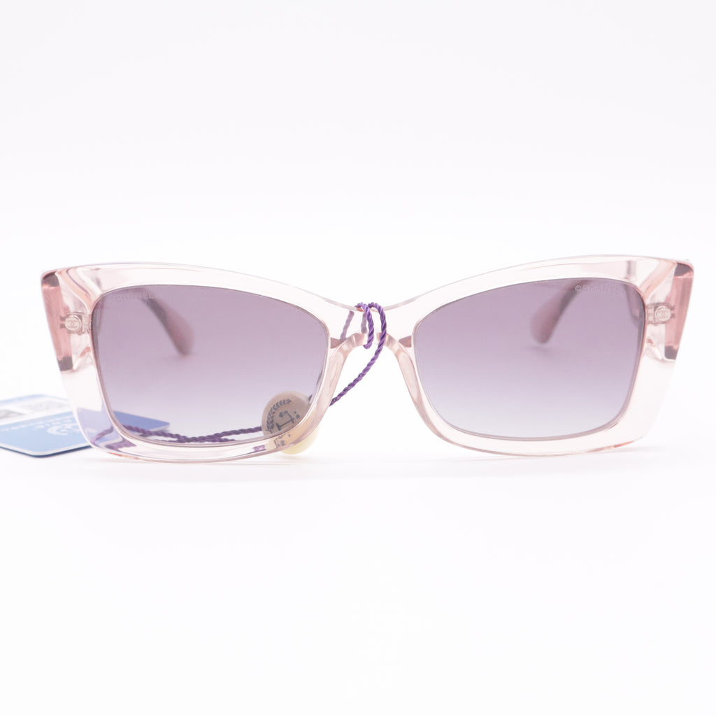Pink rectangular Chanel sunglasses twins