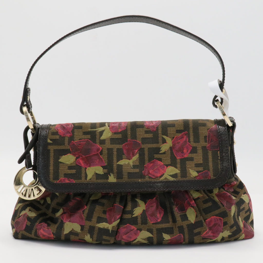 Leather Trimmed Small Painted Roses Zucca Chef Bag
