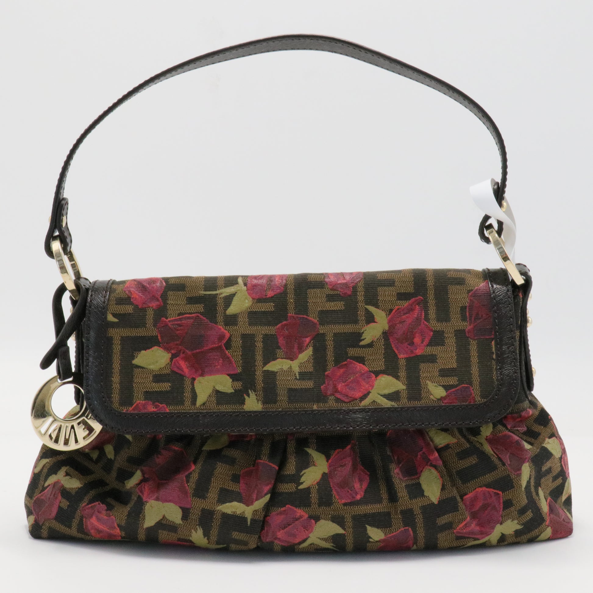 Leather Trimmed Small Painted Roses Zucca Chef Bag