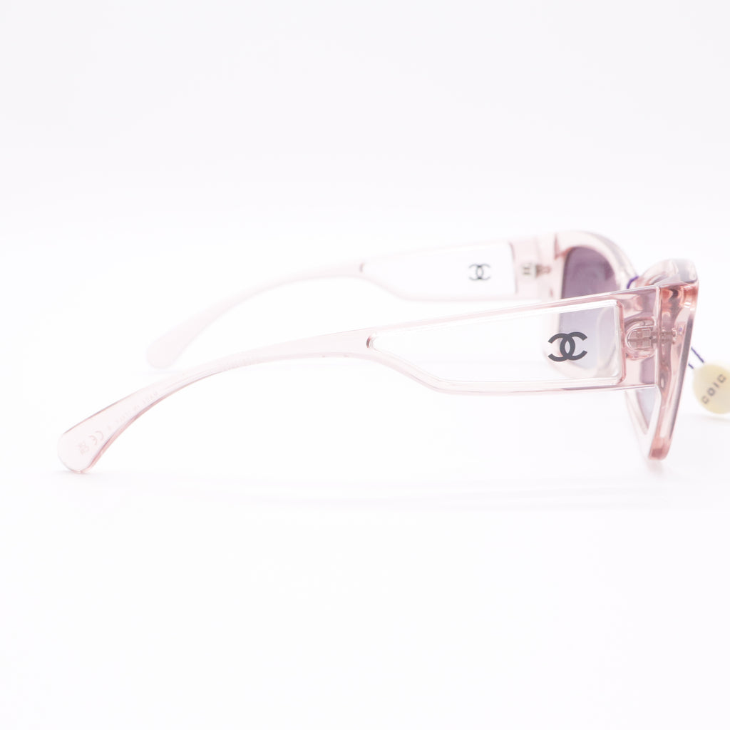 Pink rectangular Chanel sunglasses twins