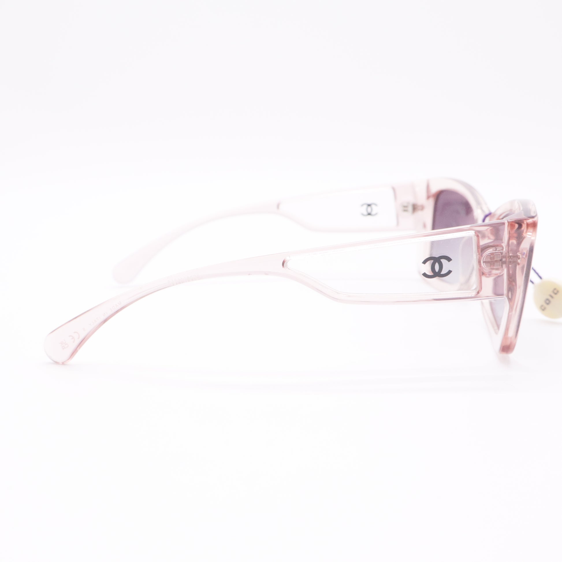 Pink rectangular Chanel sunglasses twins