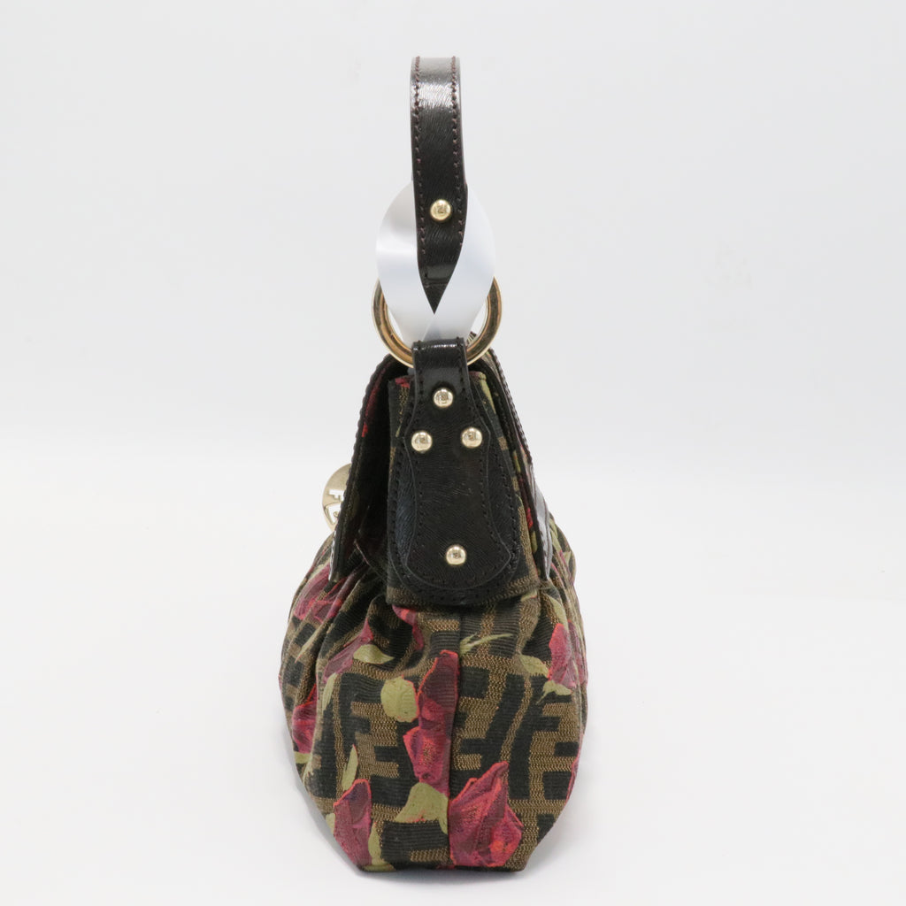 Leather Trimmed Small Painted Roses Zucca Chef Bag