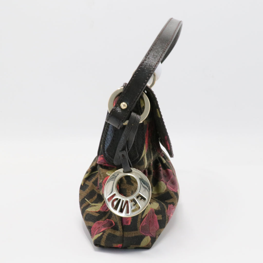 Leather Trimmed Small Painted Roses Zucca Chef Bag