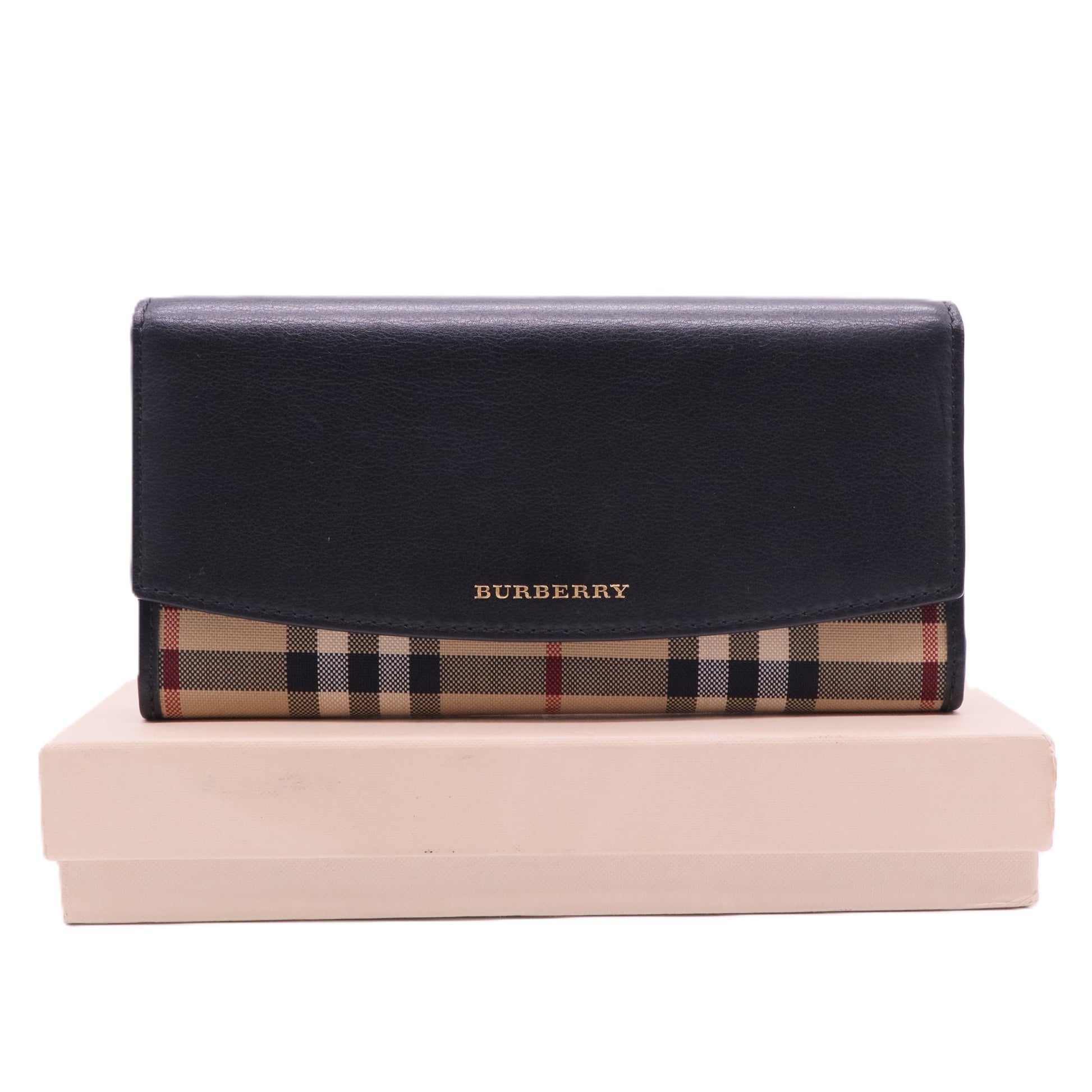 Porter Continental Wallet Leather and Horseferry Check Canvas Long