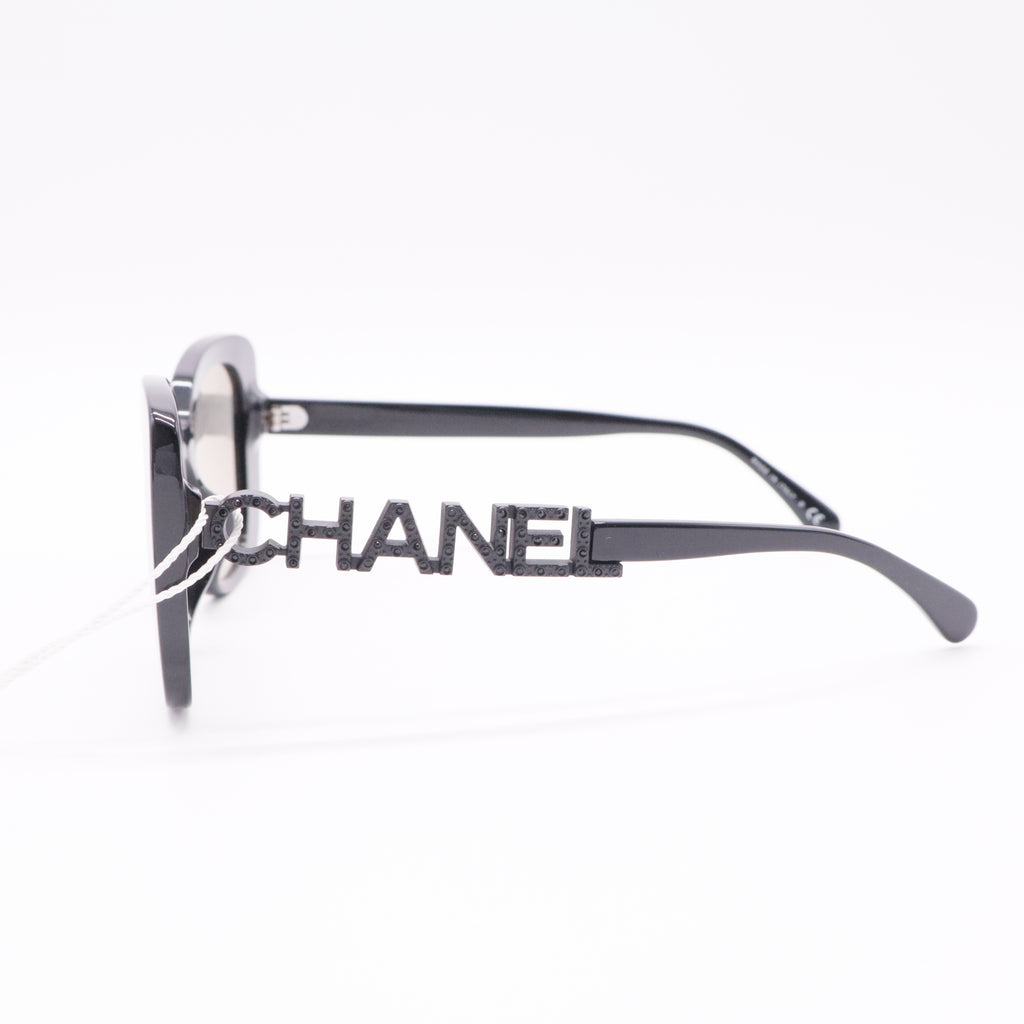Acetate Strass Square Sunglasses 5422 Black twins