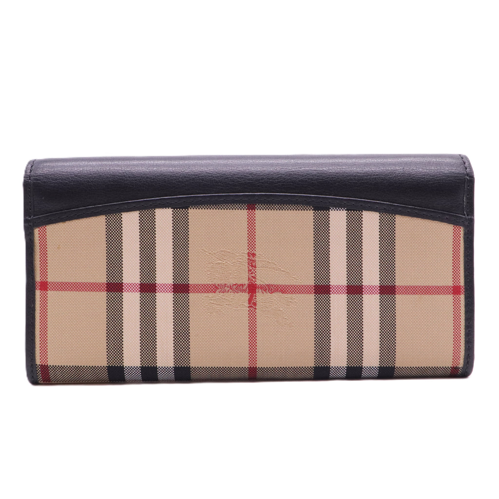 Porter Continental Wallet Leather and Horseferry Check Canvas Long