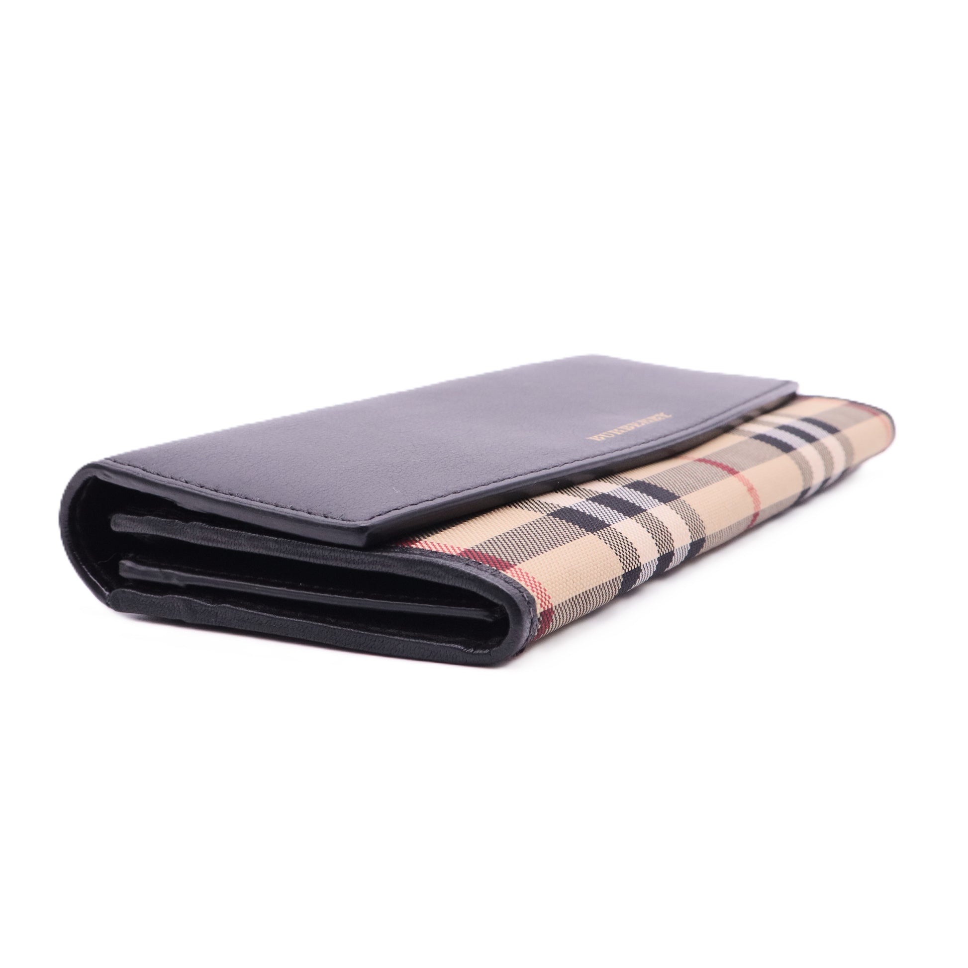 Porter Continental Wallet Leather and Horseferry Check Canvas Long