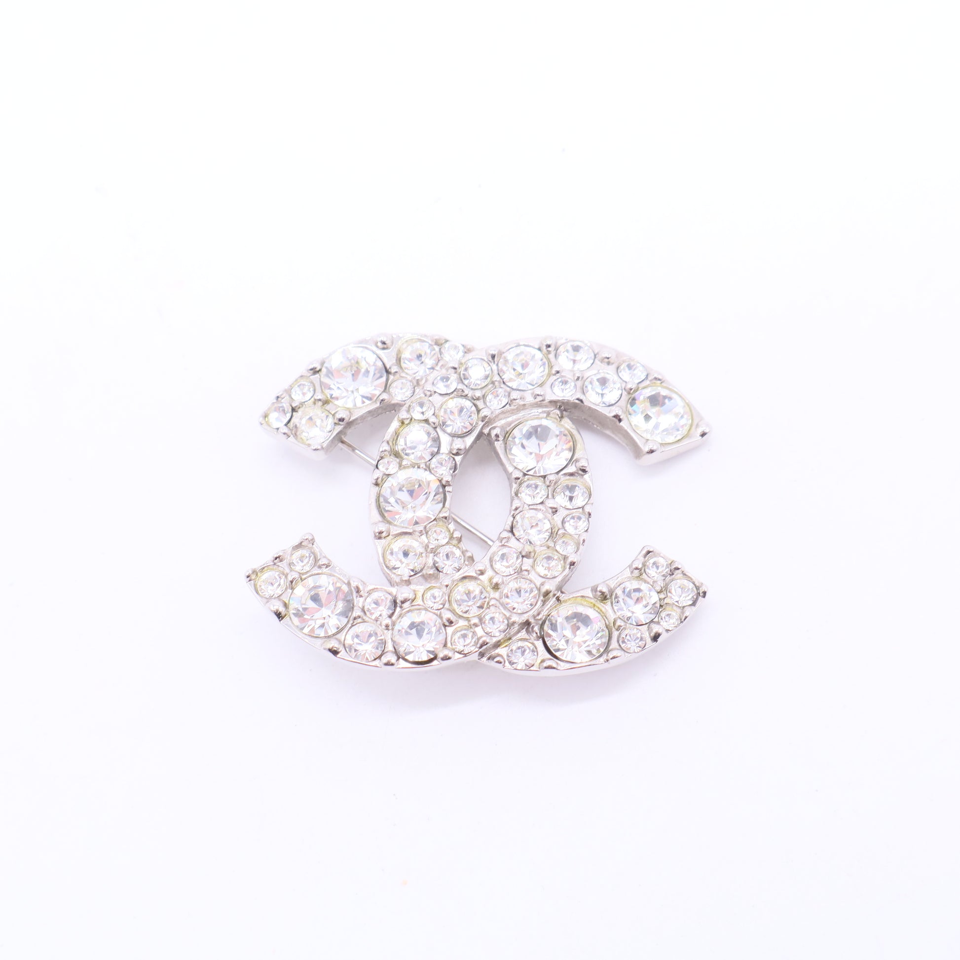 Crystal Detail CC Interlocking Logo Brooch