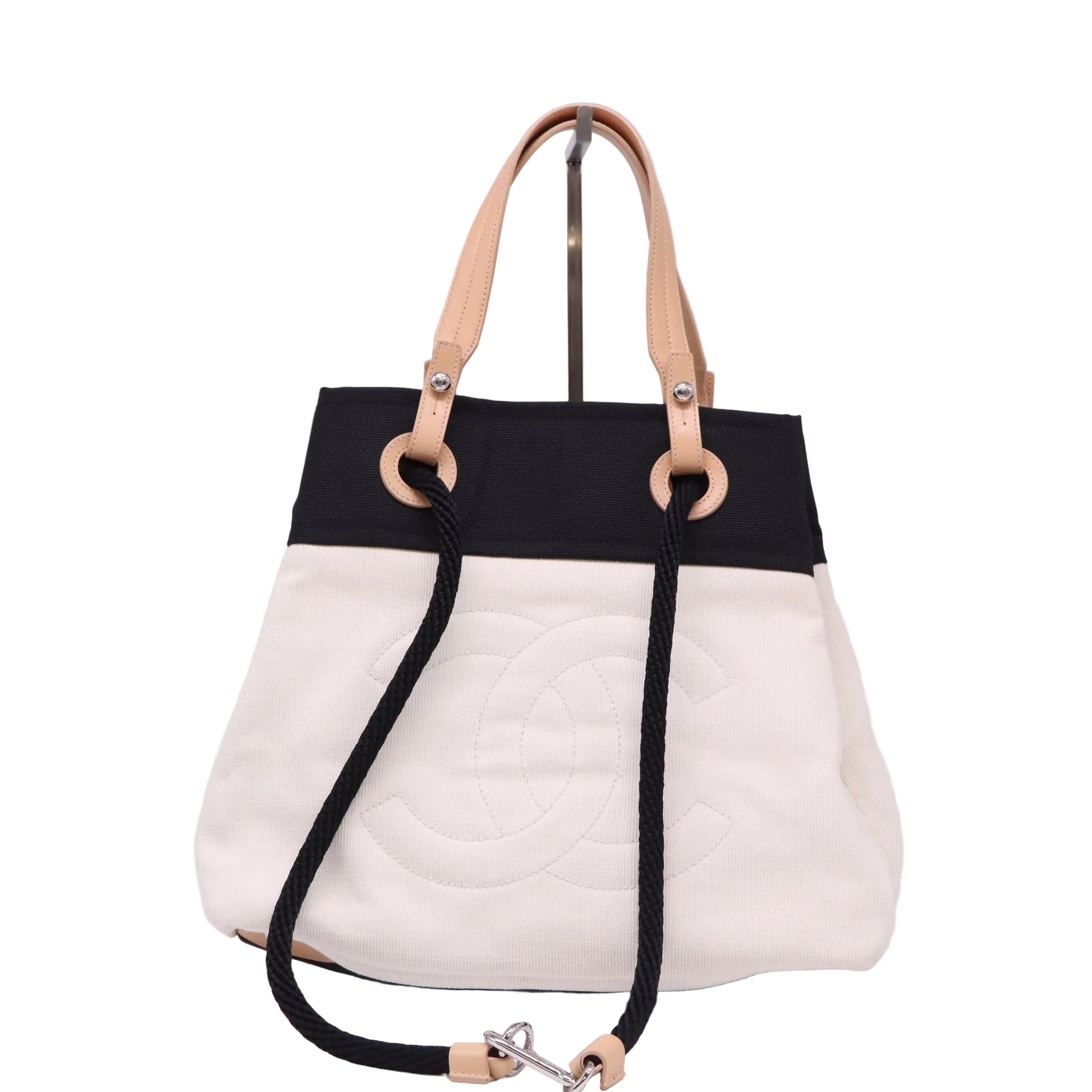 Chanel Bicolor Canvas Beach Tote Bag twins B22818