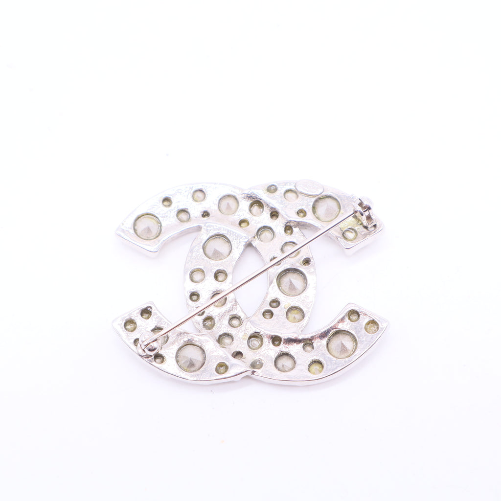 Crystal Detail CC Interlocking Logo Brooch