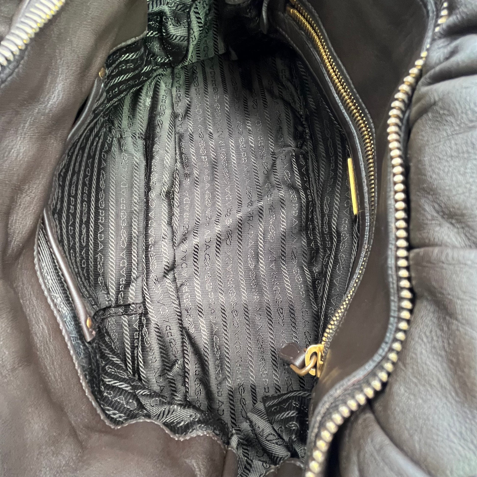  Dark Brown Gaufre Leather Tote twins