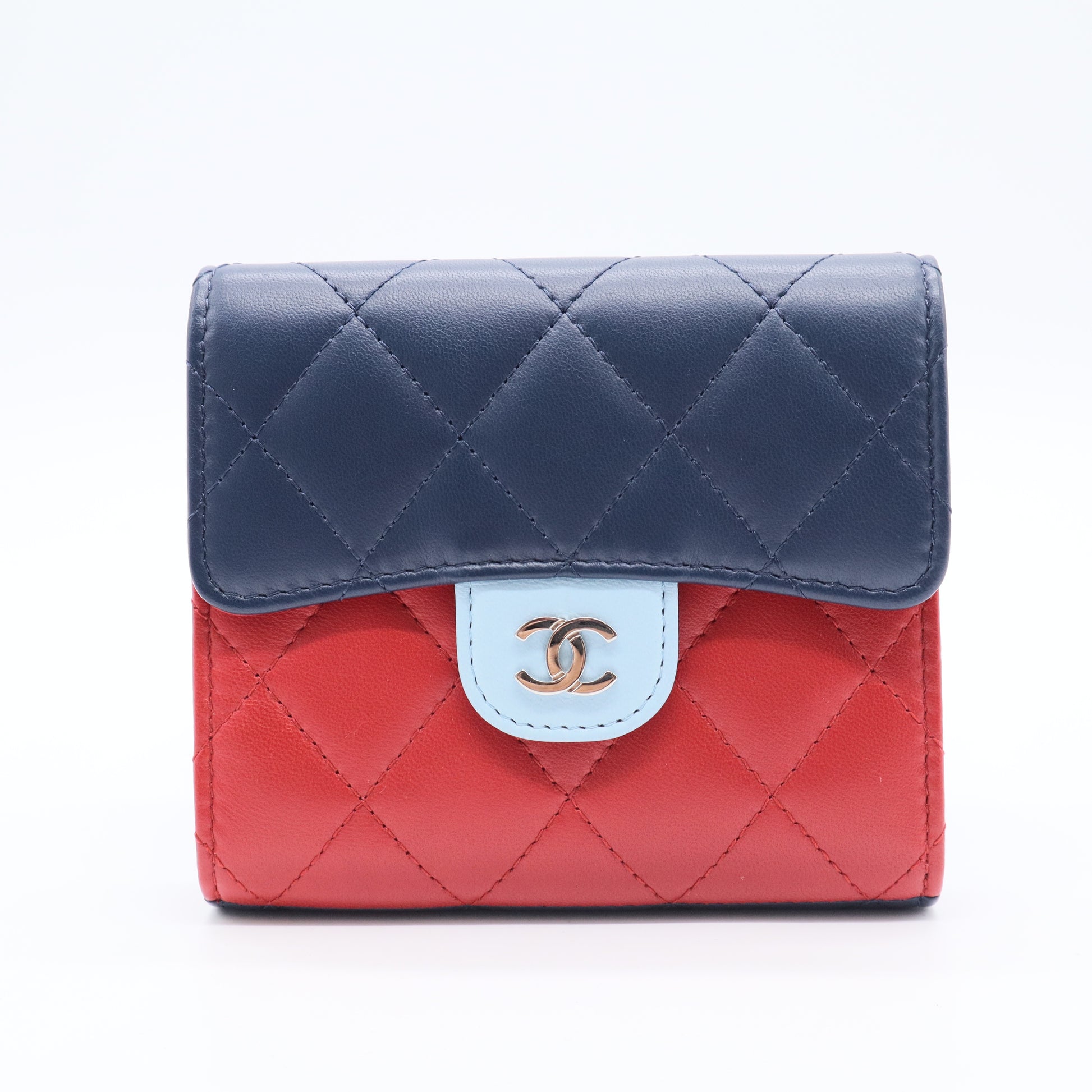 CC Mark Small flap Compact wallet Trifold wallet Lambskin Leather Black