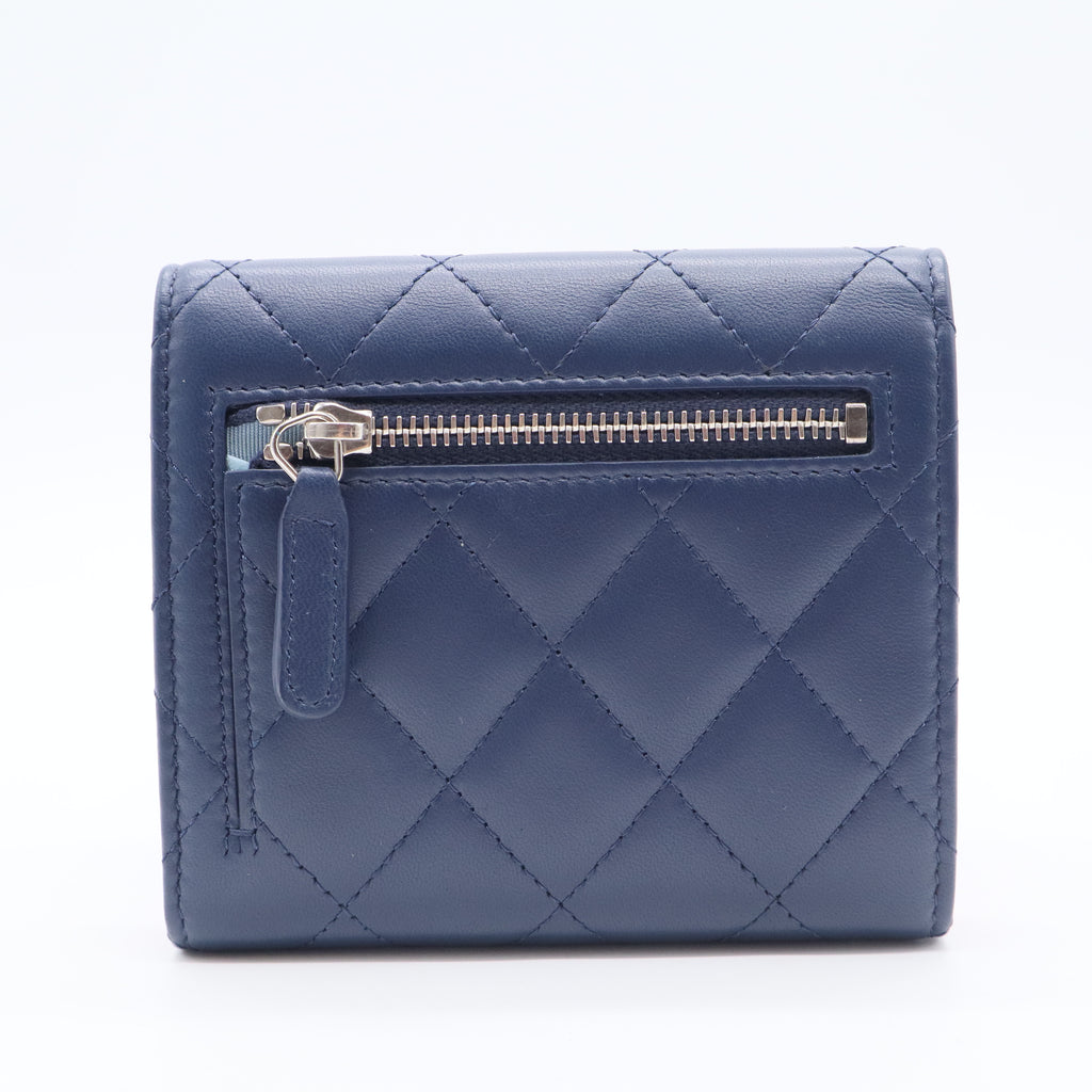 CC Mark Small flap Compact wallet Trifold wallet Lambskin Leather Black