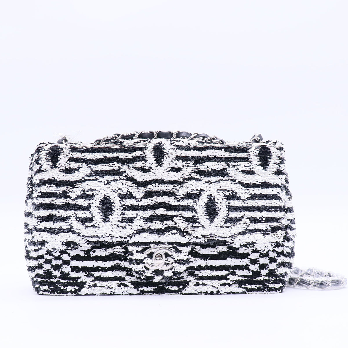 Chanel 24S Black/White Sequins CC Single Flap Bag Spring-Summer 2024 Collection twins LDJ3774