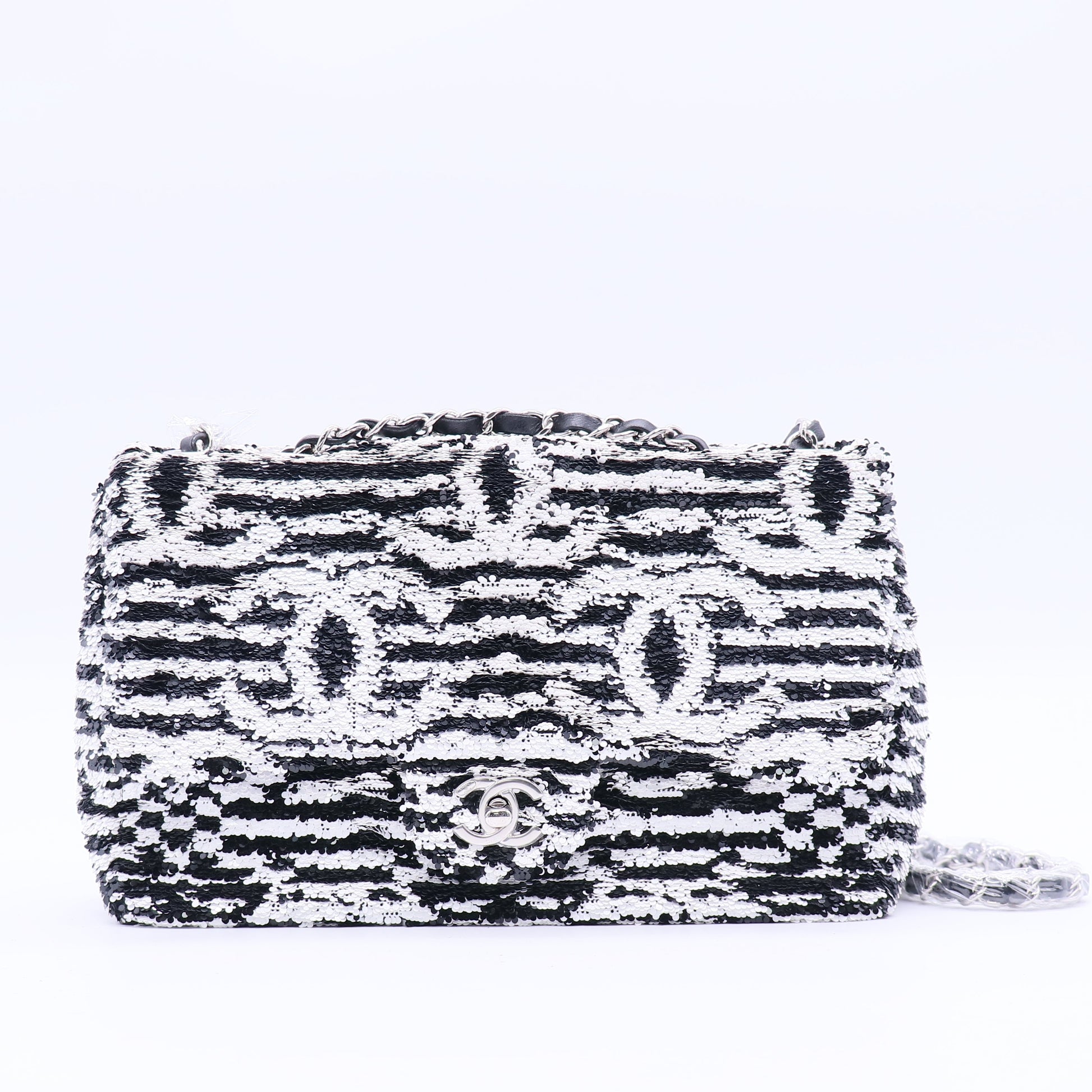 Chanel 24S Black/White Sequins CC Single Flap Bag Spring-Summer 2024 Collection twins LDJ3774