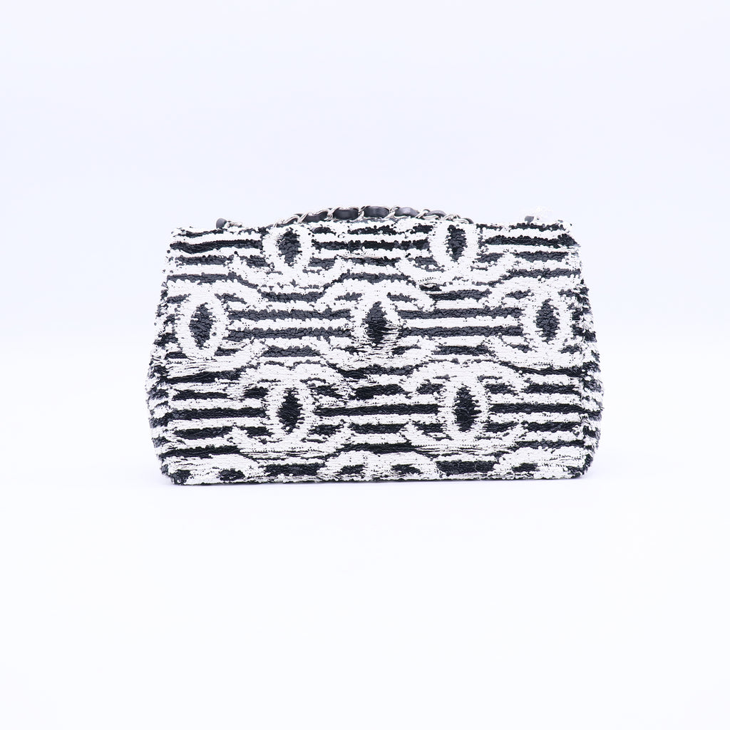 Chanel 24S Black/White Sequins CC Single Flap Bag Spring-Summer 2024 Collection twins LDJ3774