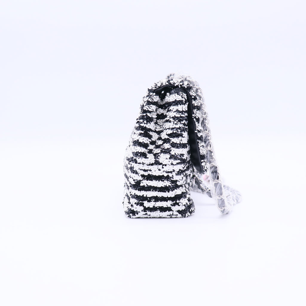 Chanel 24S Black/White Sequins CC Single Flap Bag Spring-Summer 2024 Collection twins LDJ3774
