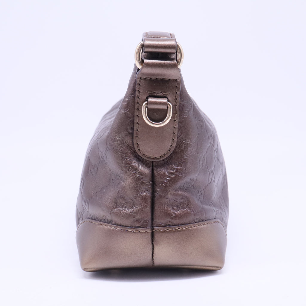 Bronze Guccissima Leather Heart Bit Hobo B20207