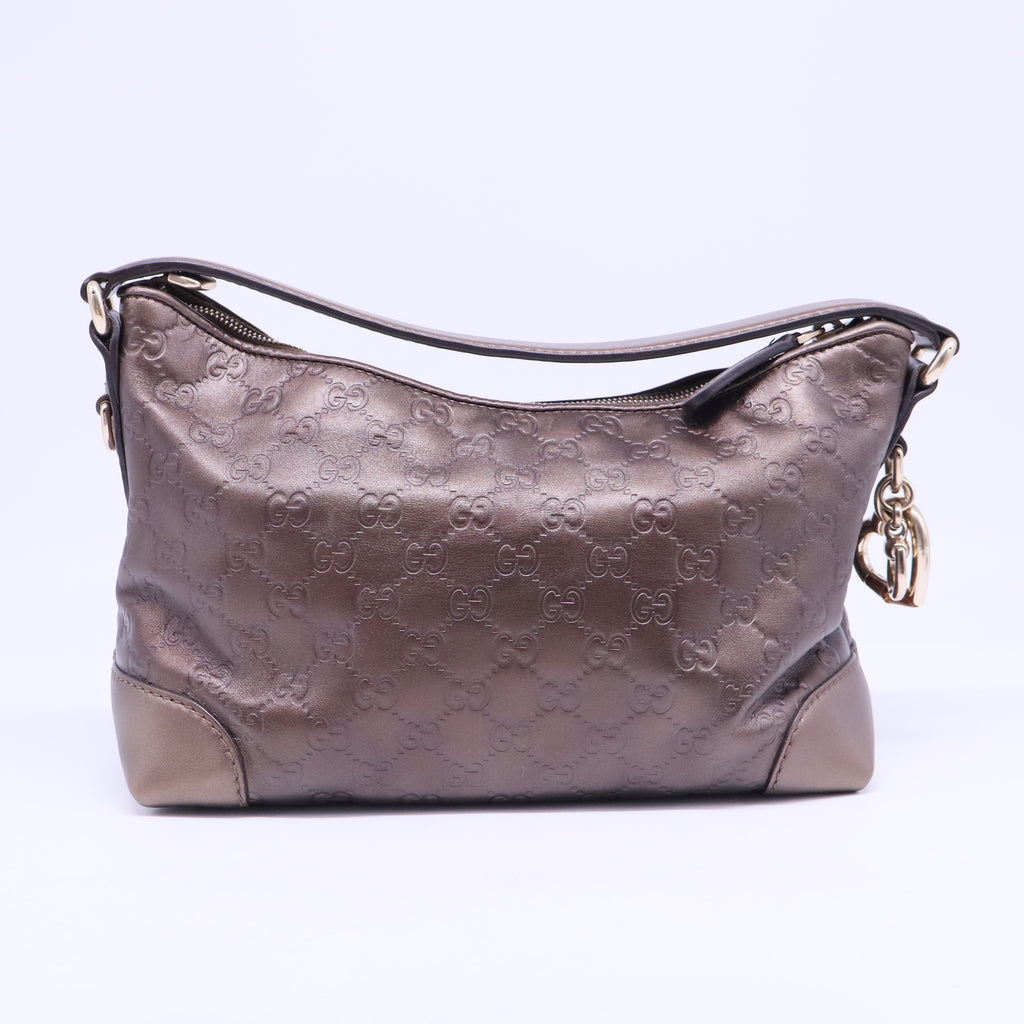 Bronze Guccissima Leather Heart Bit Hobo B20207
