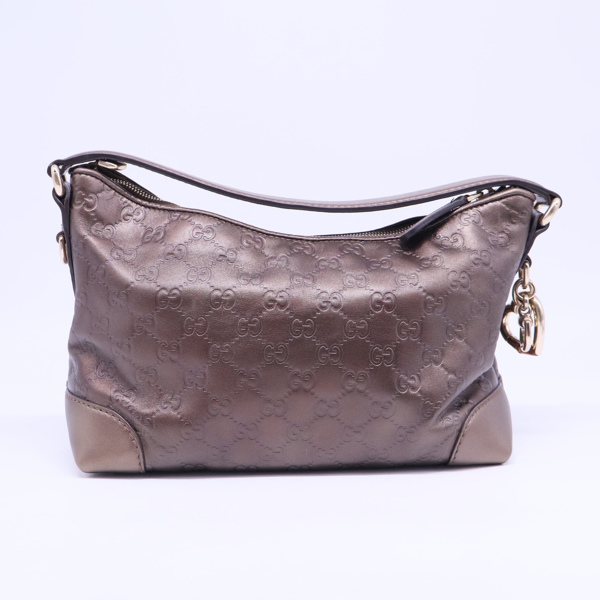 Bronze Guccissima Leather Heart Bit Hobo B20207