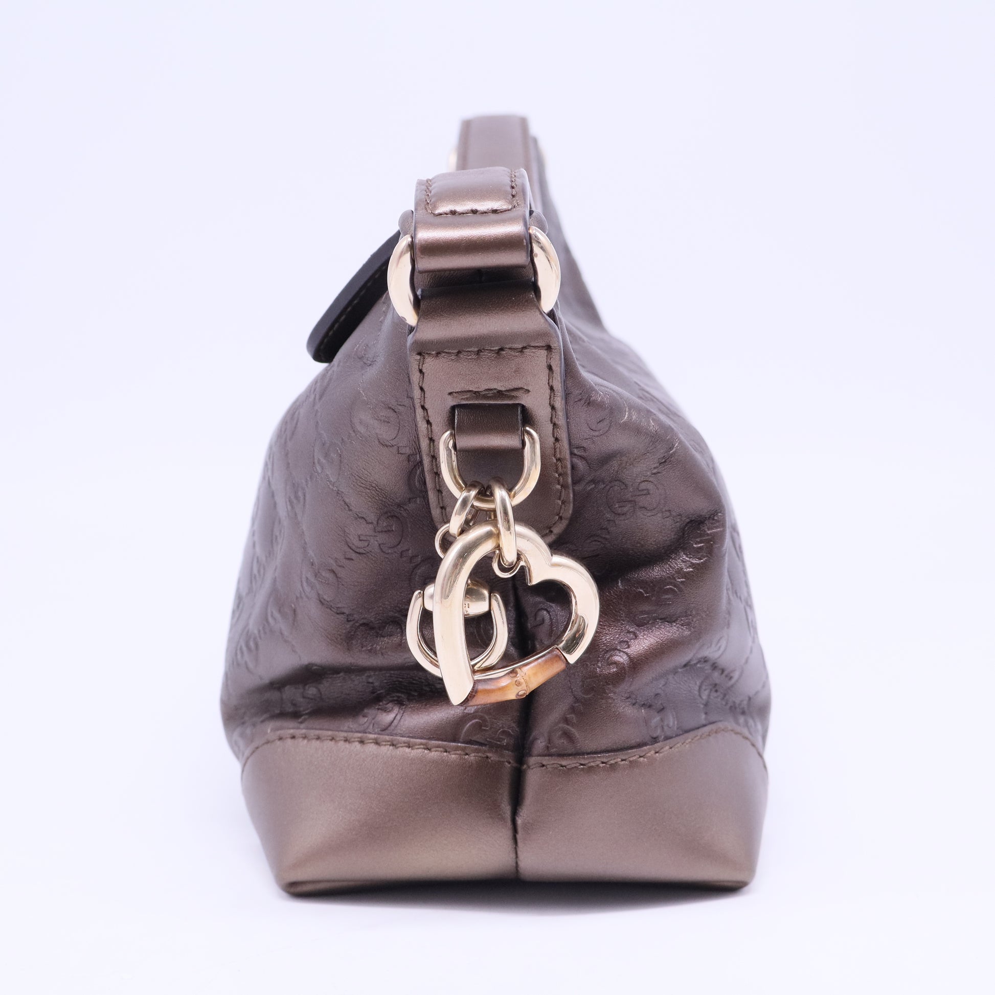 Bronze Guccissima Leather Heart Bit Hobo B20207
