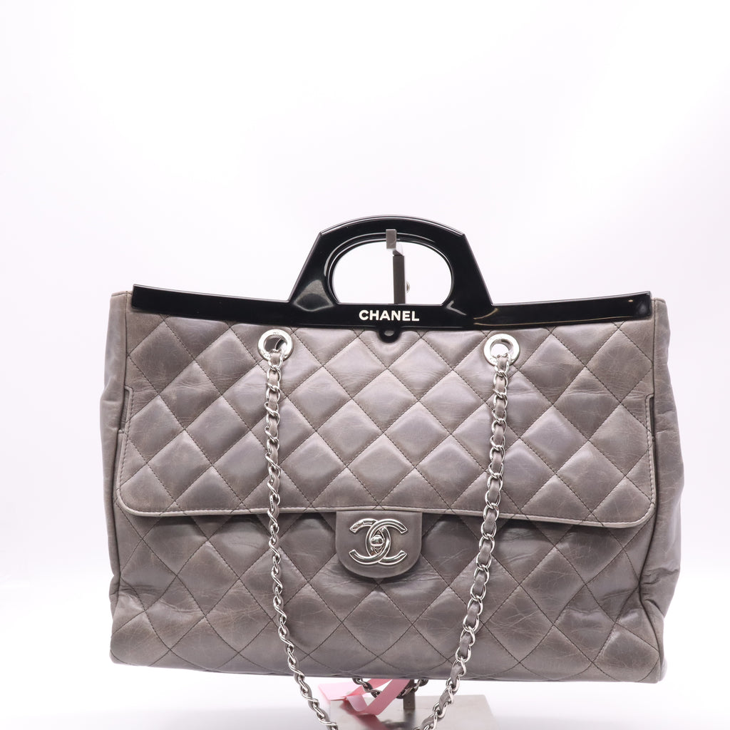 Chanel Dark Grey Leather Large CC Delivery Tote Bag twins LDJ4690