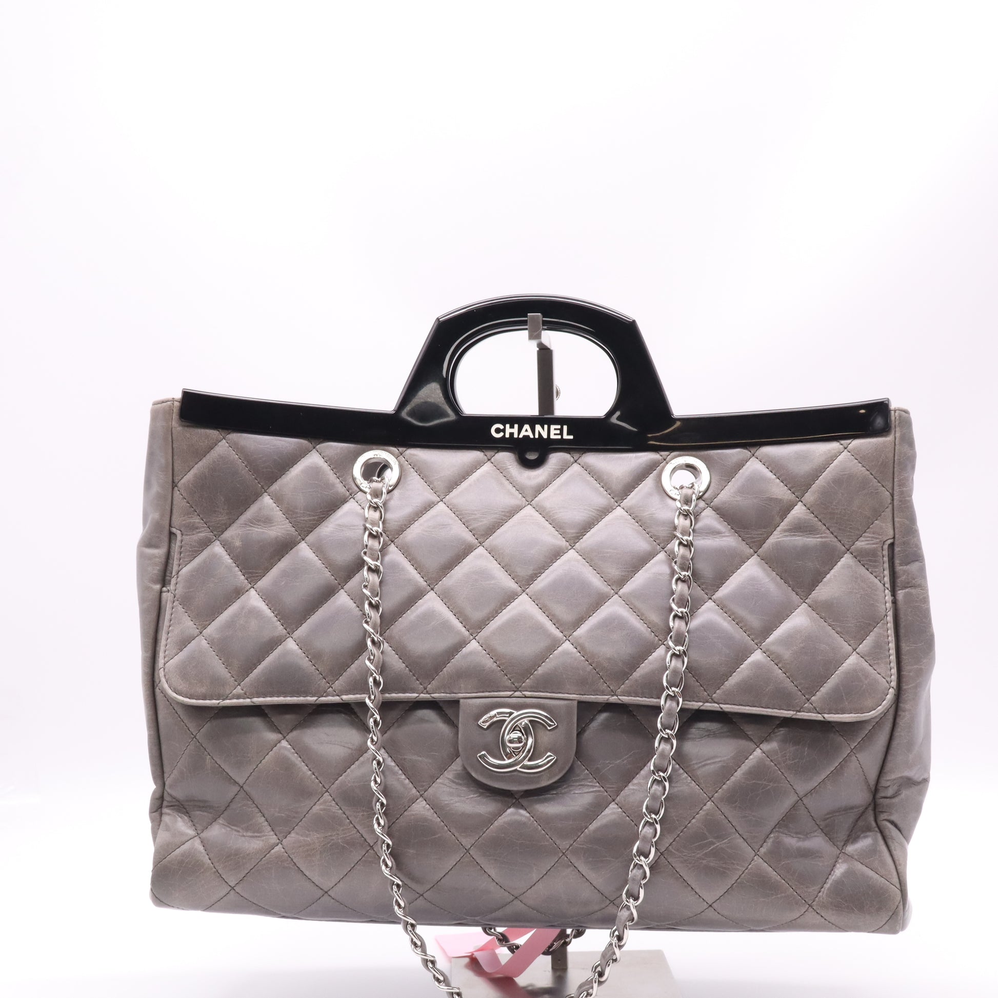 Chanel Dark Grey Leather Large CC Delivery Tote Bag twins LDJ4690