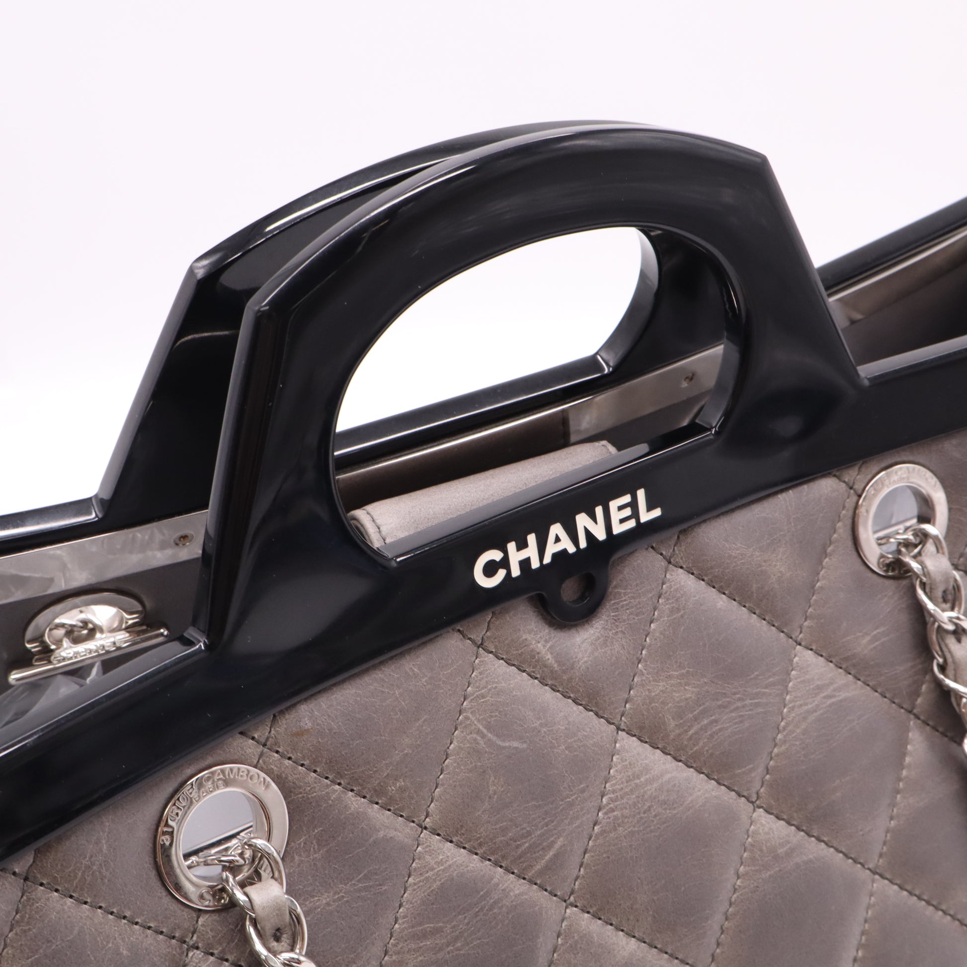 Chanel Dark Grey Leather Large CC Delivery Tote Bag twins LDJ4690