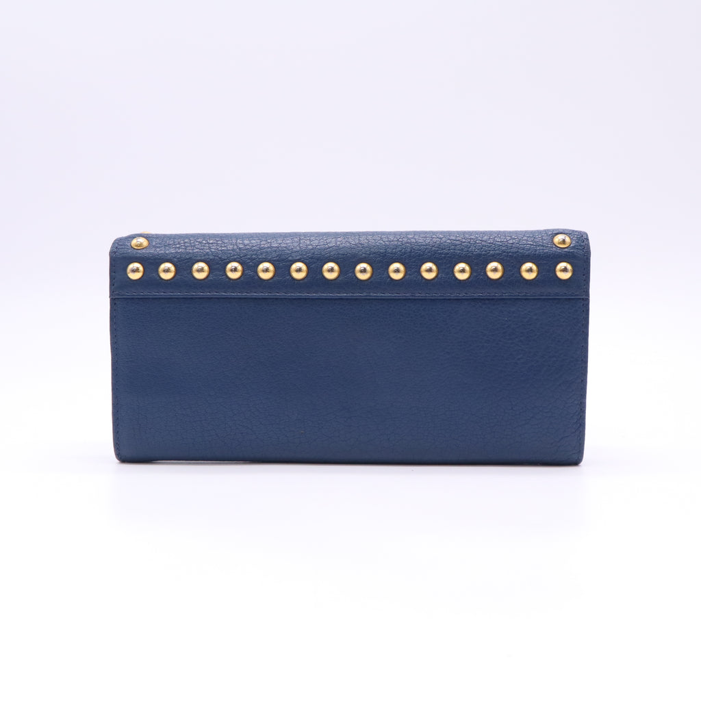 Miu Miu Studded Leather Long Flap Snap Wallet W22839