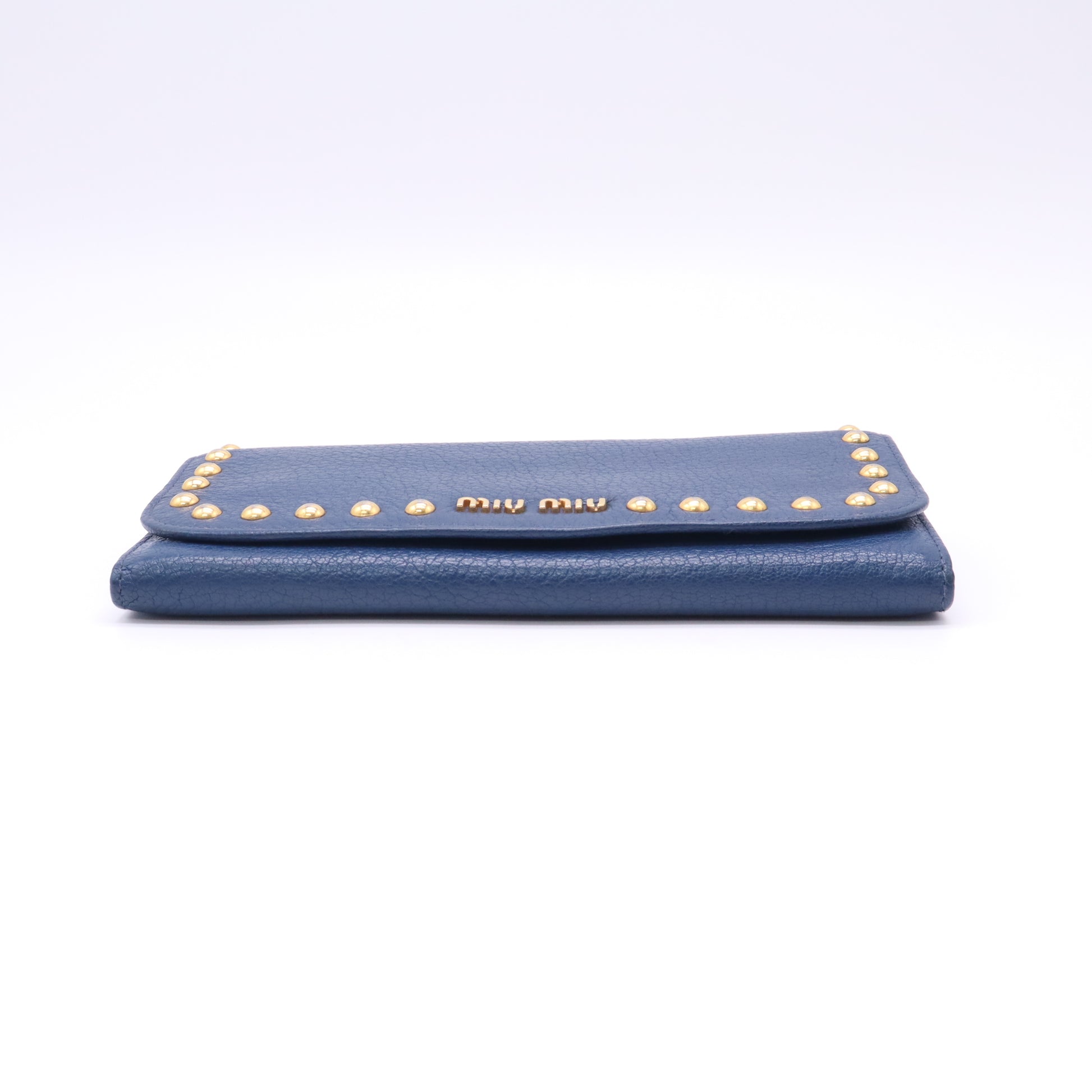 Miu Miu Studded Leather Long Flap Snap Wallet W22839