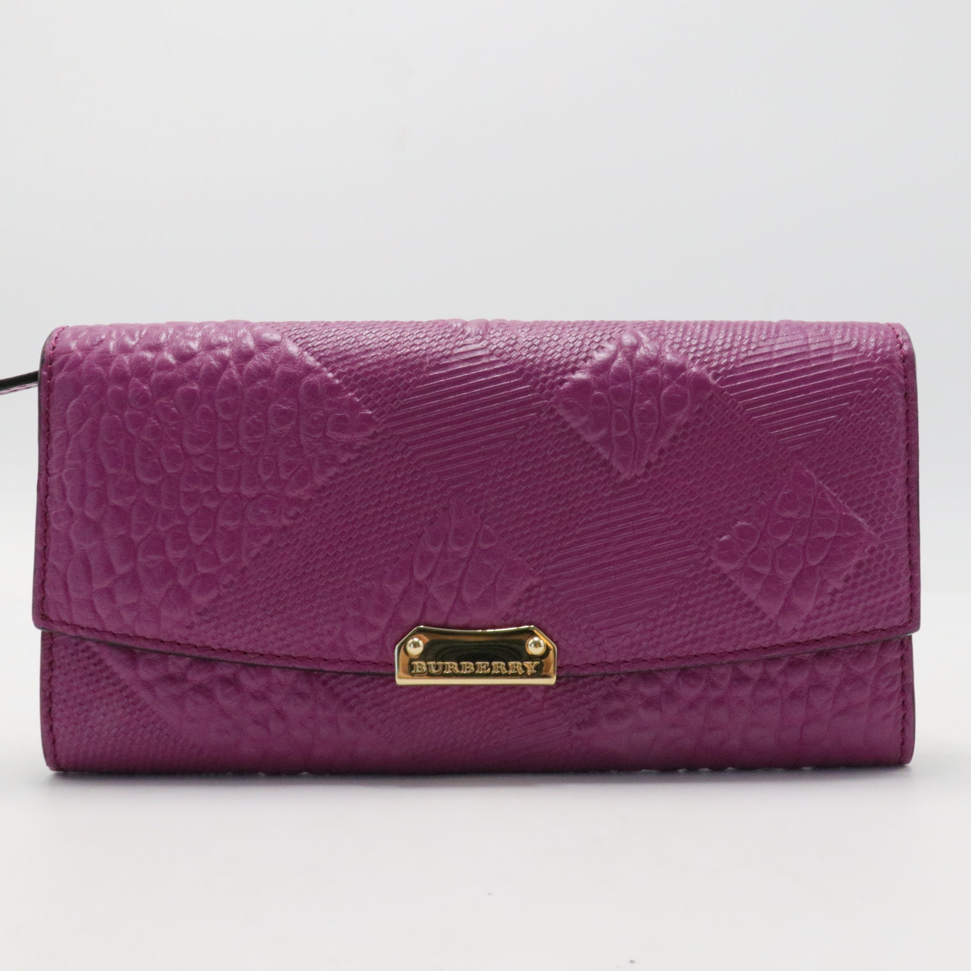 Signature Grain Calfskin Check Embossed Porter Continental Wallet