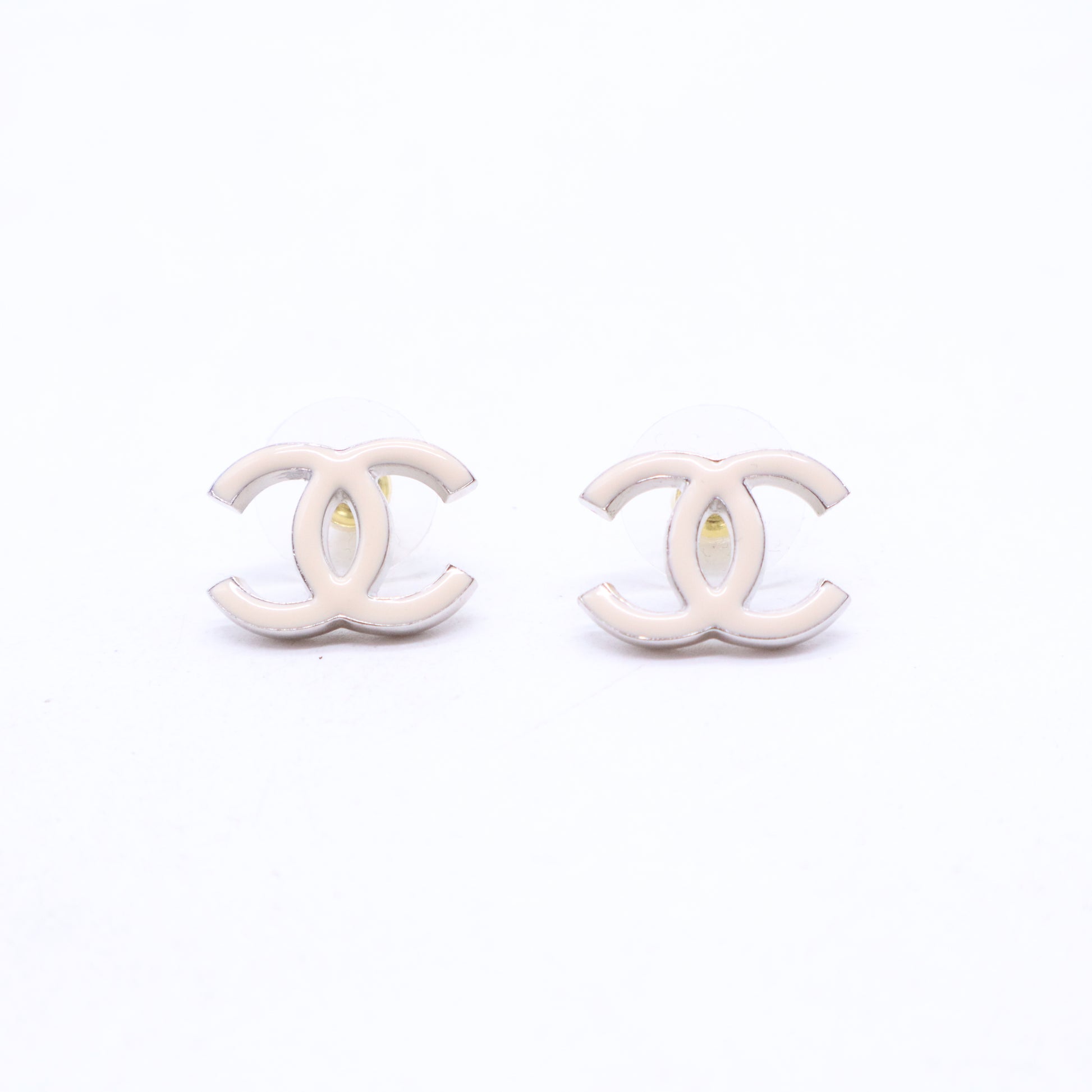 White Silver Coco Mark Earrings W21125