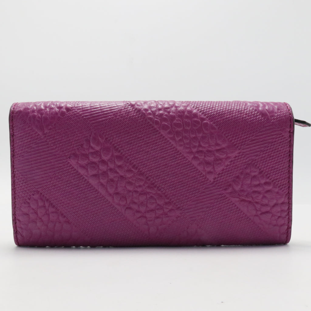 Signature Grain Calfskin Check Embossed Porter Continental Wallet
