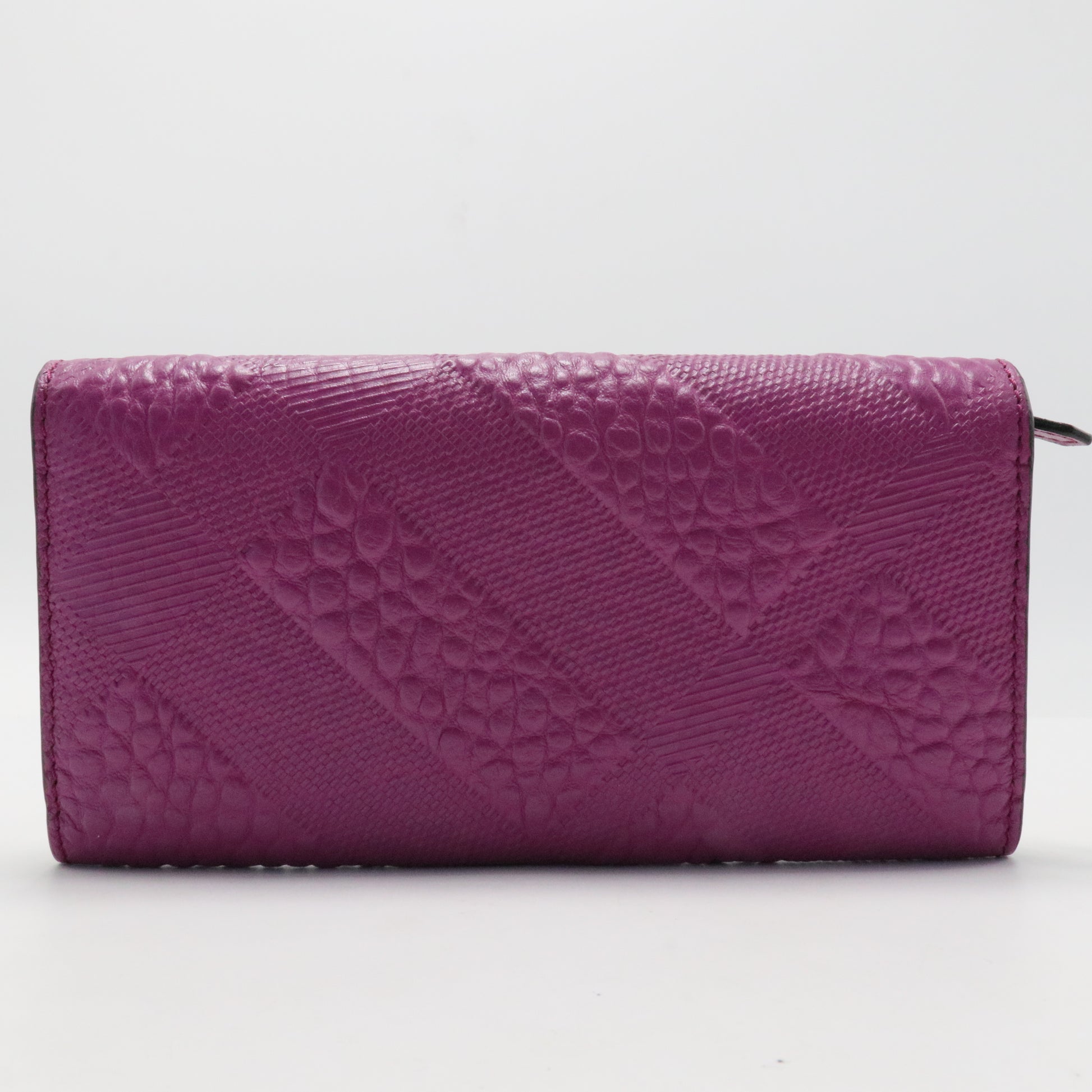 Signature Grain Calfskin Check Embossed Porter Continental Wallet