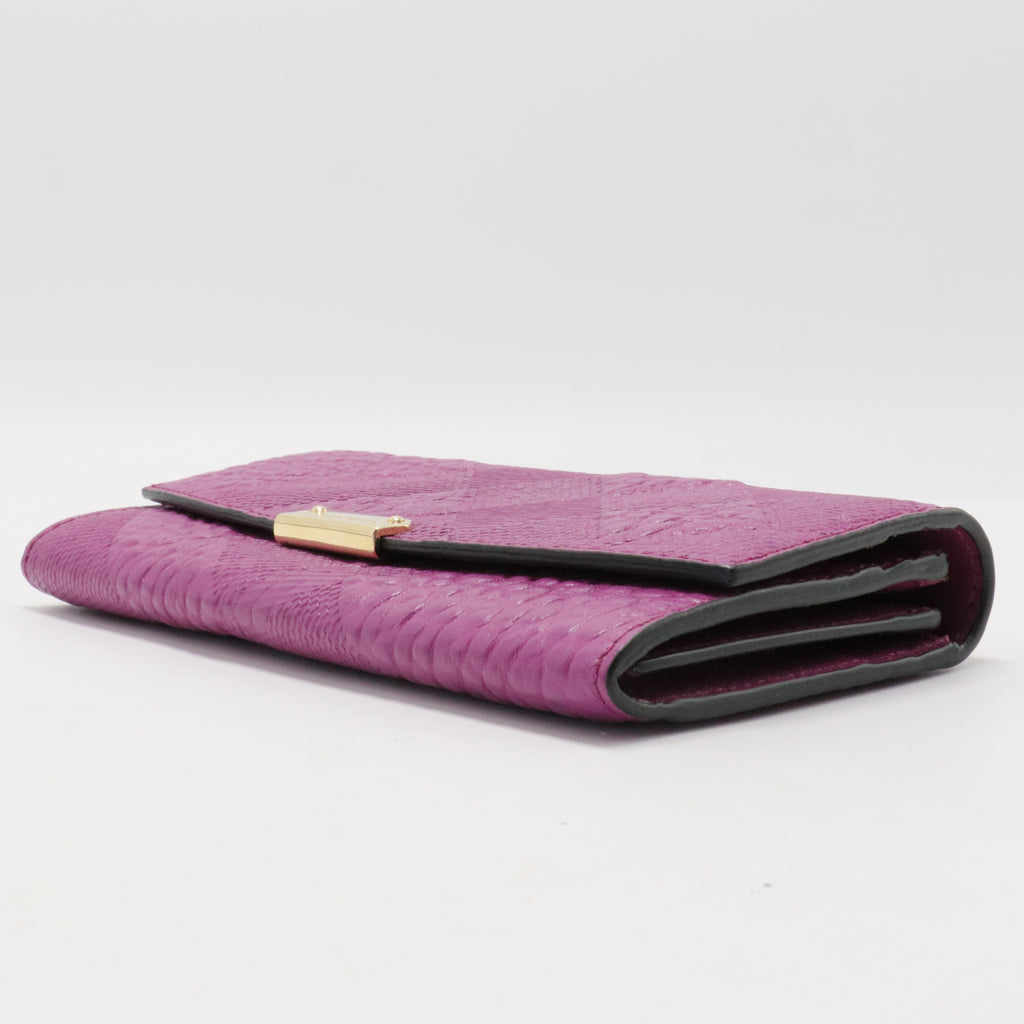 Signature Grain Calfskin Check Embossed Porter Continental Wallet